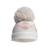 H690-P: Pink Argyle Hat w/Pom Pom (0-12M)